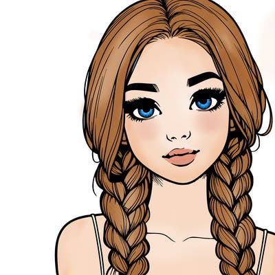 realistic girl with braids