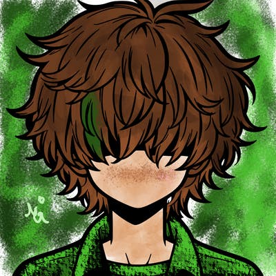 manga boy fluffy hair covering his eyes