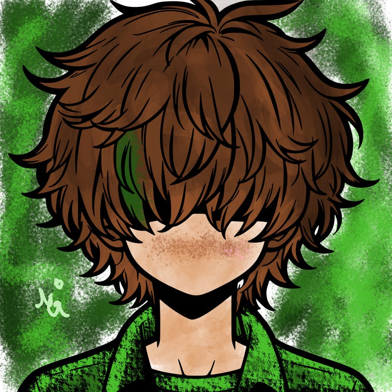 manga boy fluffy hair covering his eyes