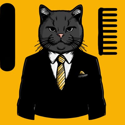 realistic cat in suit