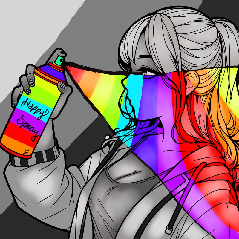 a realistic girl spray, painting