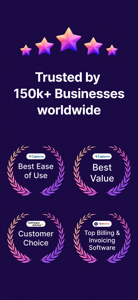 Refrens Invoice maker Bill App - Refrens Invoice Maker trusted by 150k businesses featuring awards for best ease of use value and top billing software