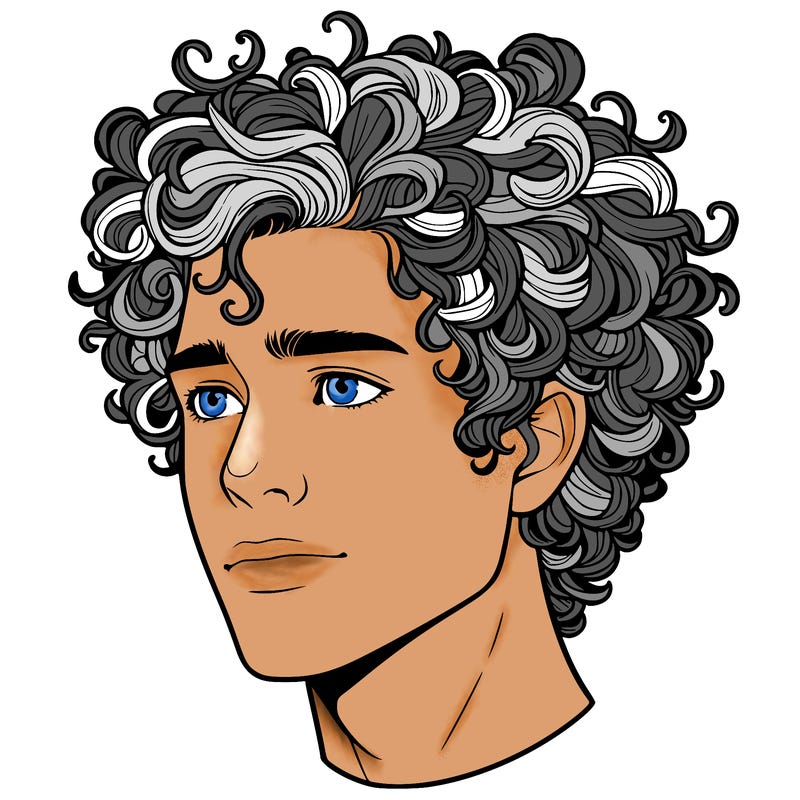 realistic guy with curly hair