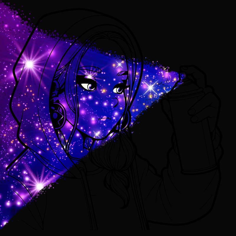 a realistic girl, spray painting