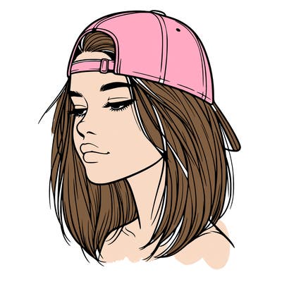 realistic  girl with a backwards hat