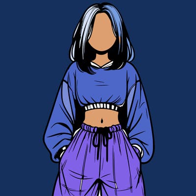 realistic girl faceless with baggy pants and a crop top