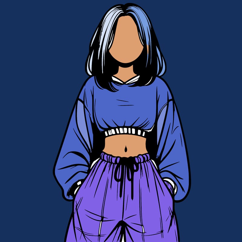 realistic girl faceless with baggy pants and a crop top