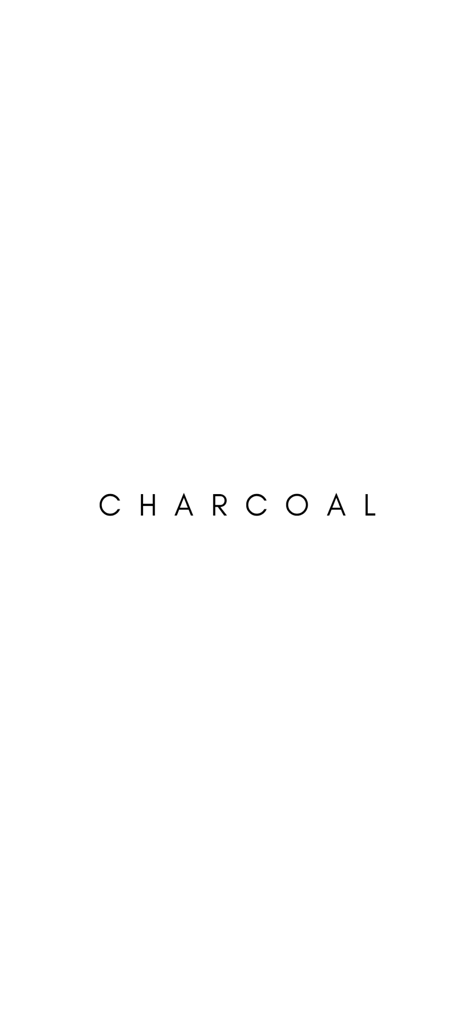 CHARCOAL CLOTHING - Charcoal Clothing app splash screen featuring a minimalist black logo on a white background