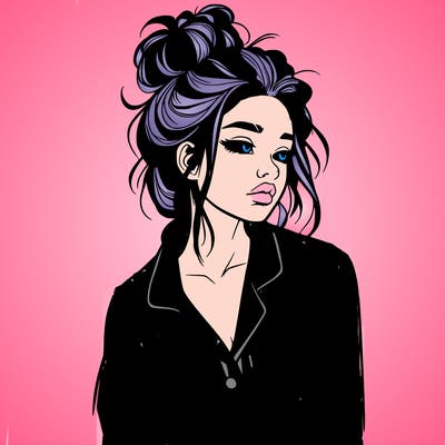 realistic woman with pajamas on and a messy bun