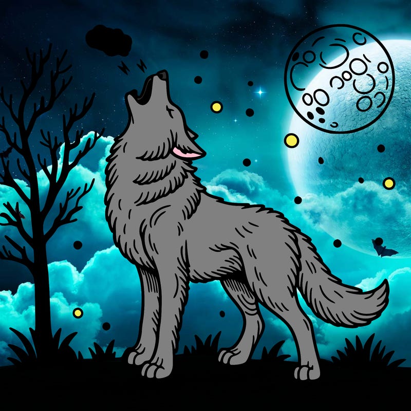 wolf howling at the moon