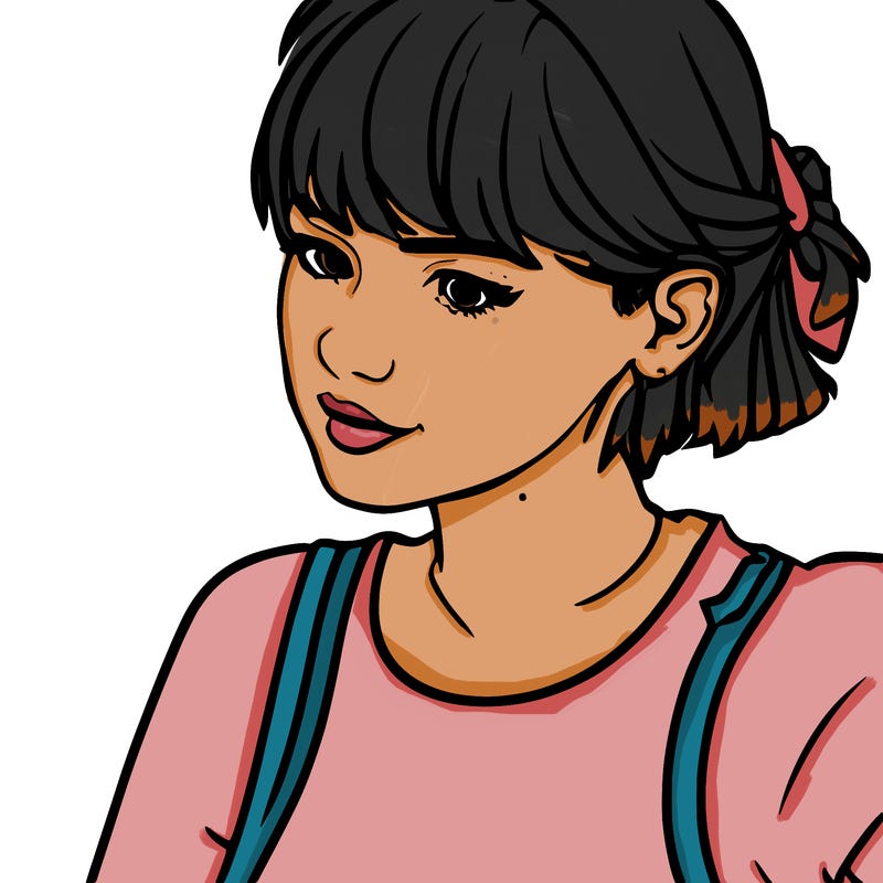 girl with bangs and short hair