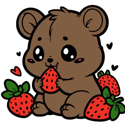 cute hamster eating strawberries