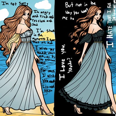 beautiful women with long dress walking on the beach