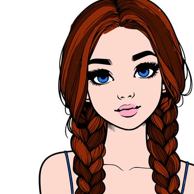 realistic girl with braids