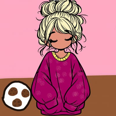 girl with baggy sweatshirt and messy bun