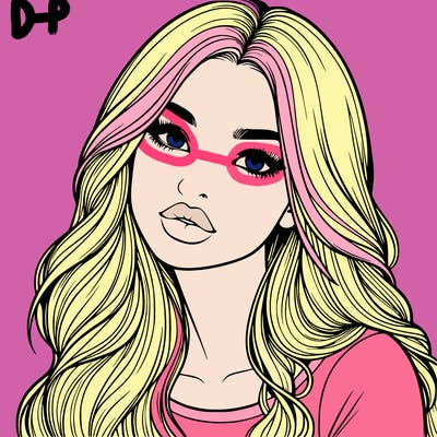 realistic girl with hair on her hair and lips