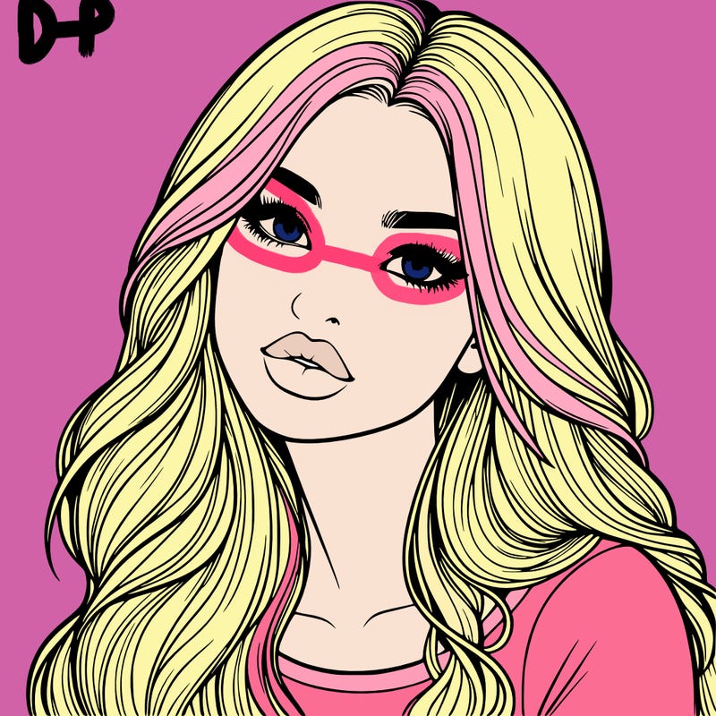 realistic girl with hair on her hair and lips