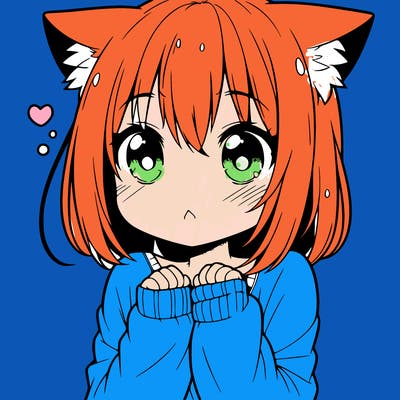 shy anime catgirl