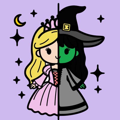 split princess and witch