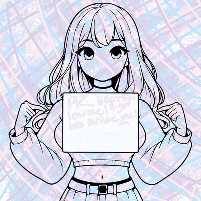 girl holding a blank sign in a long sleeve crop top