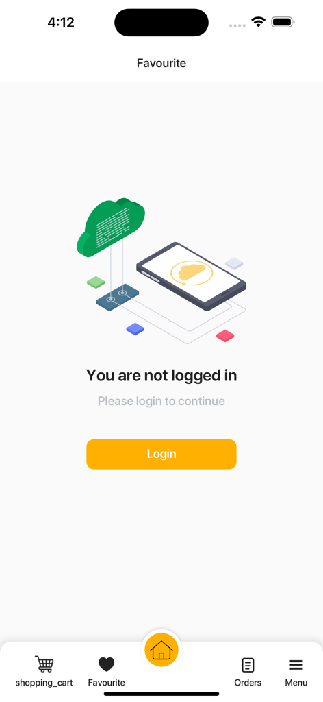 جاك - اللي تتمنى - Login prompt on the favorites screen of the Jack digital voucher and fintech app