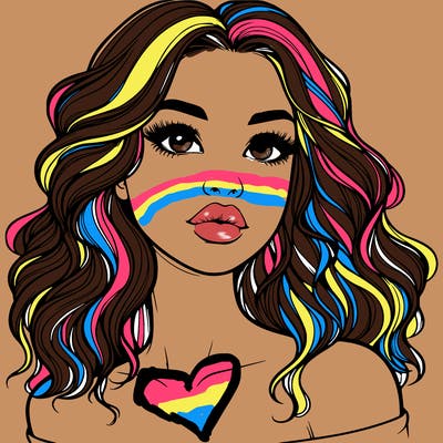 realistic girl with wavy hair and lips