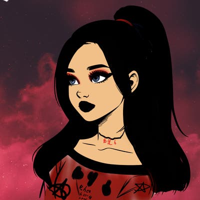 realistic girl with a high ponytail