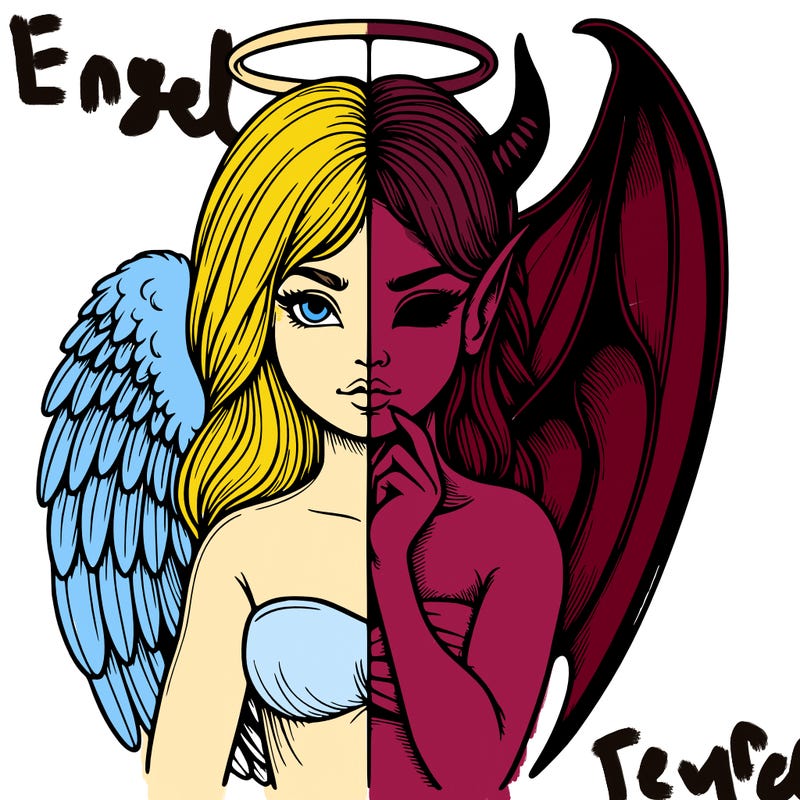 realistic angel half demon