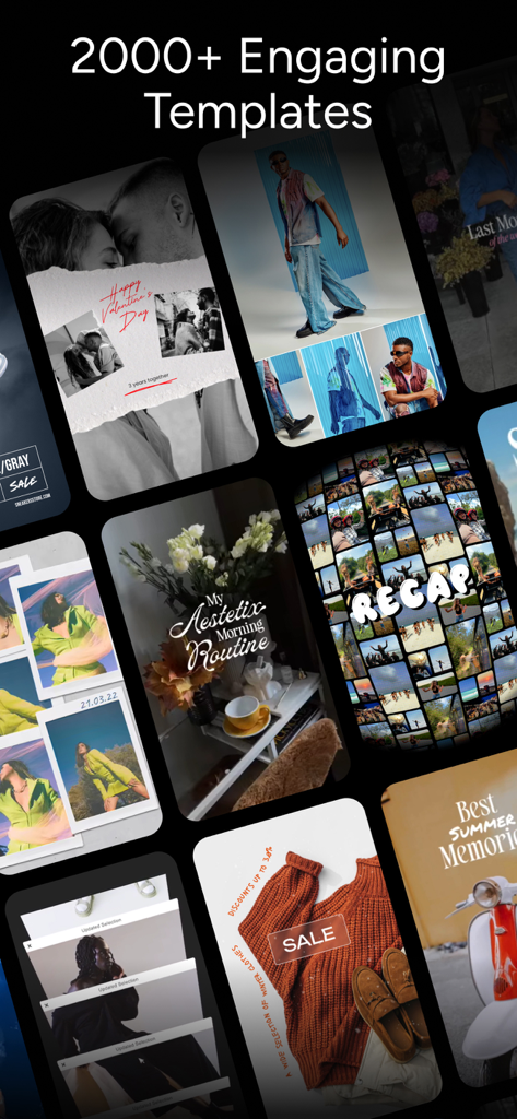 Eine Sammlung ästhetischer Vorlagen für Social-Media-Stories und Reels