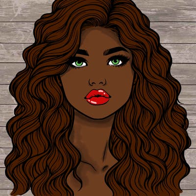 realistic girl with wavy hair and lips