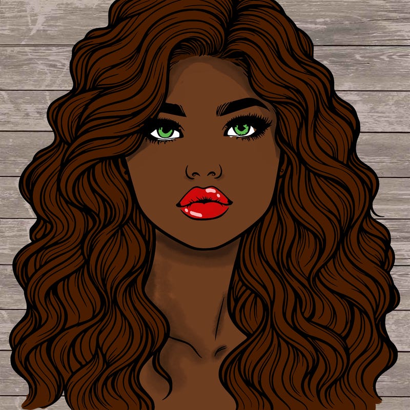 realistic girl with wavy hair and lips