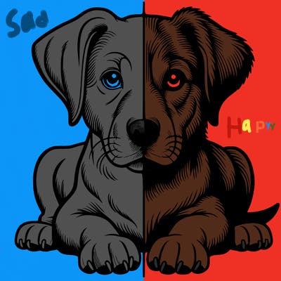 realistic dog split picture