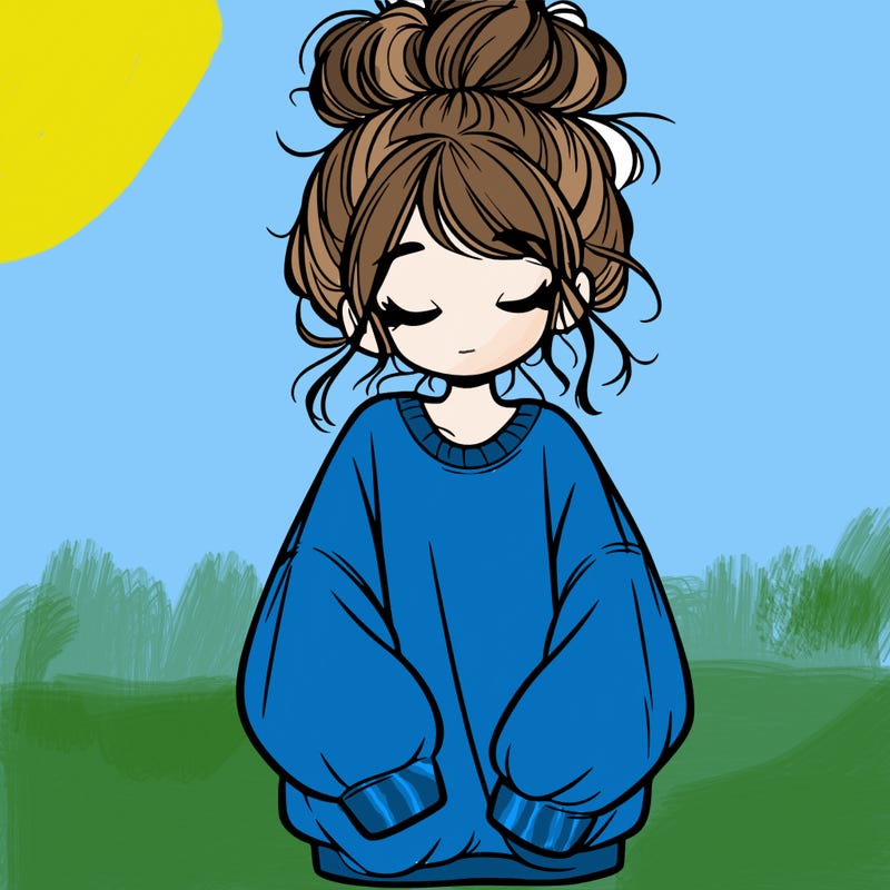 girl with baggy sweatshirt and messy bun