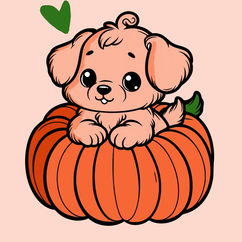 cute little puppy in a pumpkin