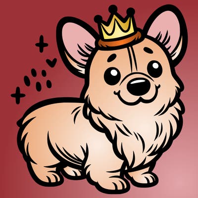 corgi with a crown