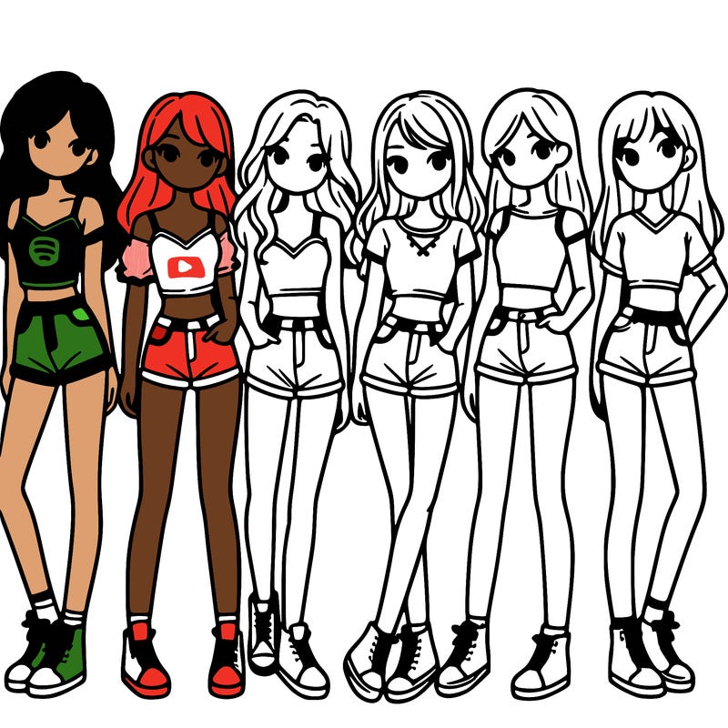 a group of girls wearing crop tops and shorts