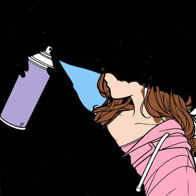 a realistic girl spray, painting