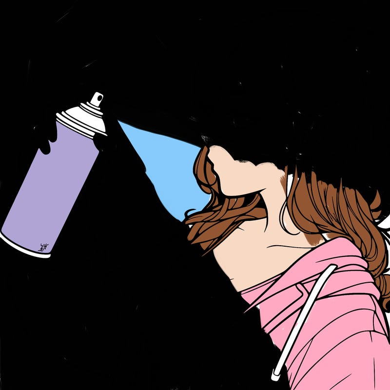 a realistic girl spray, painting