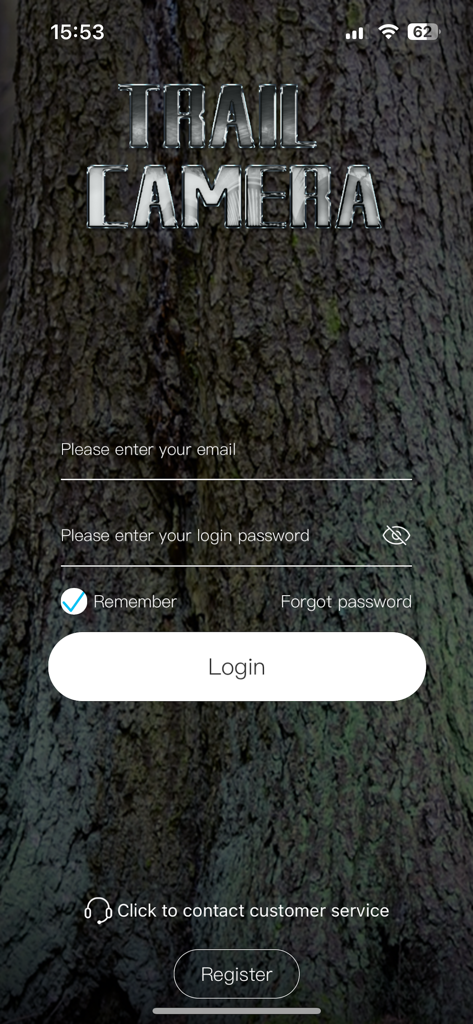 Ucon - Ucon trail camera app login screen