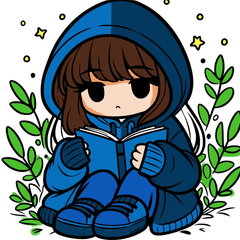 girl in oversized hoodie reading a book