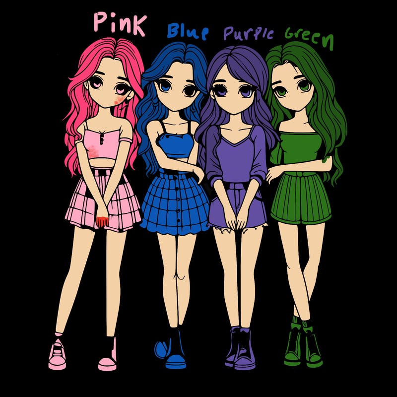 a group of girls realistic