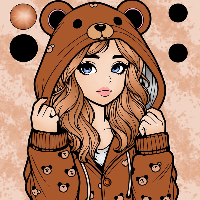 realistic girl in a animal pjs hoodie