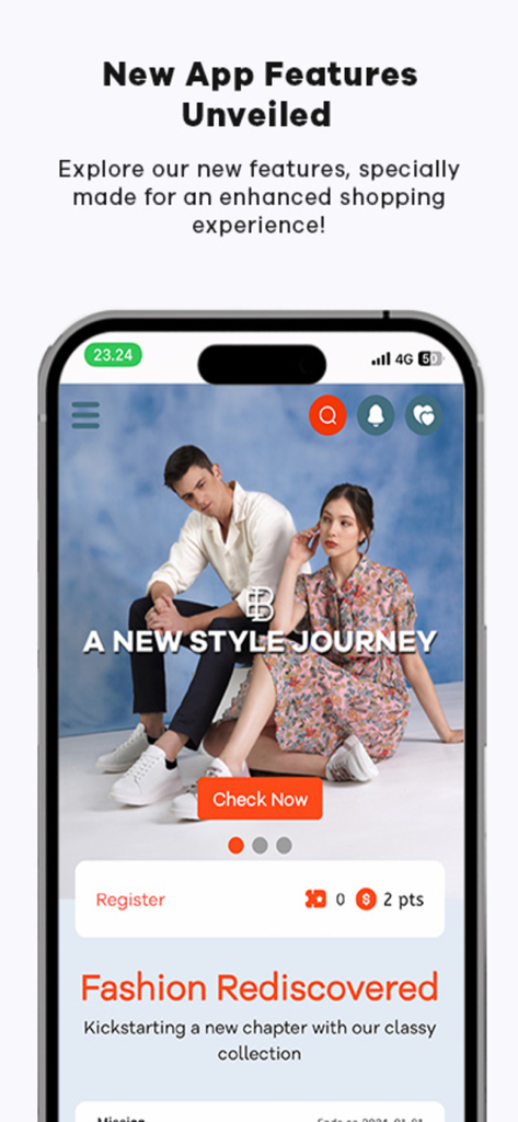Everbest - Everbest mobile app home screen showcasing the new style journey collection and updated features.