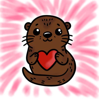 otter with a heart