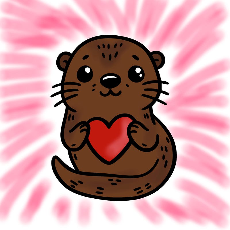 otter with a heart