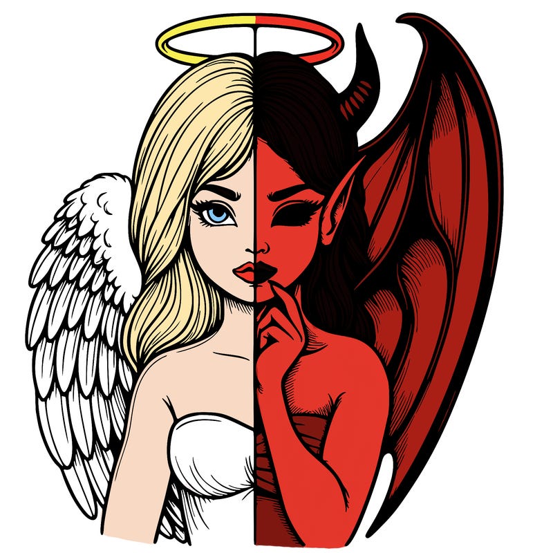 realistic angel half demon