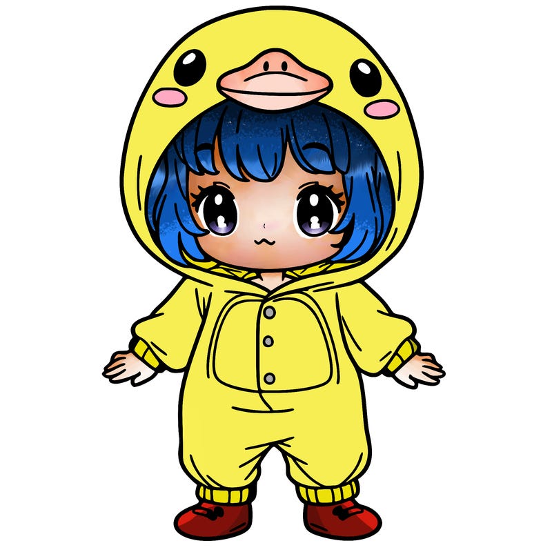girl in duck onesie