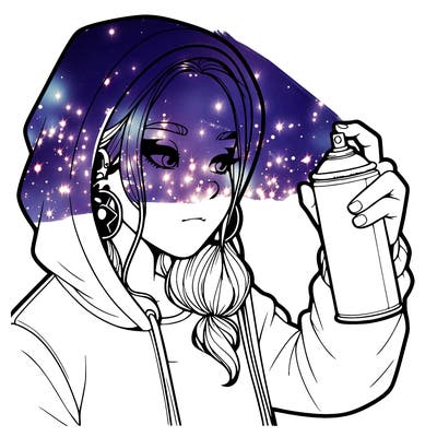 a realistic girl, spray painting