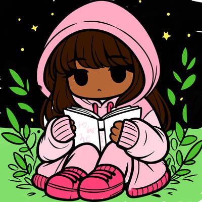 girl in oversized hoodie reading a book