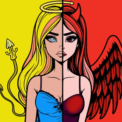 devil vs angel realistic girl